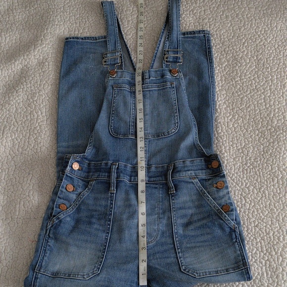 Madewell XS Skinny Overalls Adrian Wash Distressed Blue Jean Overalls - Picture 10 of 16